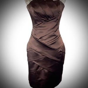 Jessica McClintock Brown Strapless Satin Mini Size 6